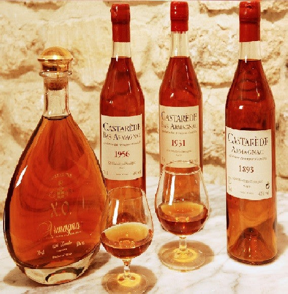 Millésimes Castarède 1893, 1931 et 1956 et carafe XO